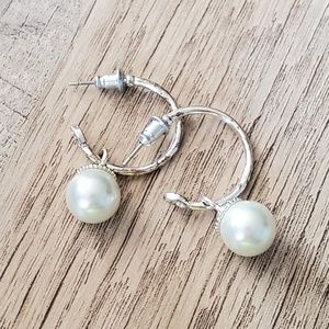 Origami Owl Jewelry - White pearl hoop earrings Origami Owl Jewelry - White pearl hoop earrings